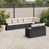 Cumpara ieftin Gossi set mobilier de gradina cu perne, 8 piese, negru, poliratan