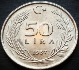 Moneda 50 LIRE - TURCIA, anul 1987 * cod 2966 = A.UNC - LUCIU de BATERE