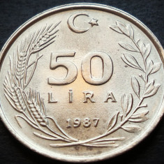 Moneda 50 LIRE - TURCIA, anul 1987 * cod 2966 = A.UNC - LUCIU de BATERE
