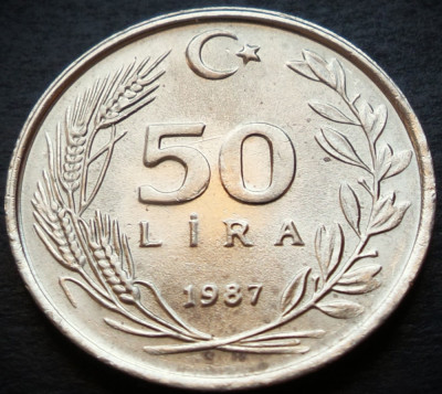 Moneda 50 LIRE - TURCIA, anul 1987 * cod 2966 = A.UNC - LUCIU de BATERE foto