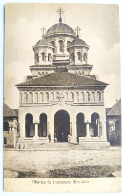 Alba Iulia - Biserica de Incoronare - aprox. 1925 printata, necirculata, animata foto