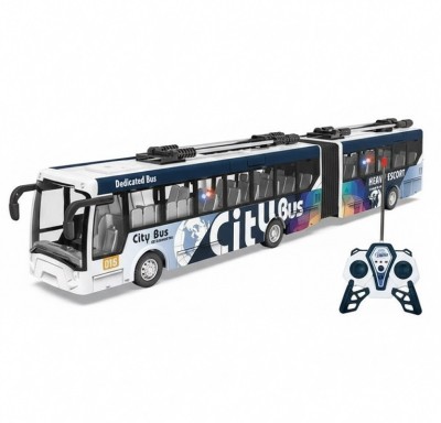 Autobuz cu telecomanda, 4 functii, lumini, cablu USB, scara 1:32 foto