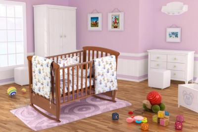 Set patut bebe, Somnart, cearceaf cu elastic pentru saltea 60x120x10, pernuta 37&amp;times;55, pilota 100&amp;times;105, aparatori 180x45, model Ursuleti Relax KipRoom foto