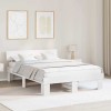 VidaXL Cadru de pat cu headboard Alb 140 x 200 cm Lemn masiv de pin 872567