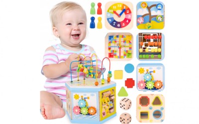 Set educativ din lemn pentru bebelusi, 7 in 1, MalPlay 109710 foto
