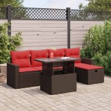 VidaXL Set mobilier grădină perne 6 piese maro poliratan/lemn acacia 3327814