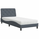 Cumpara ieftin Pat cu saltea, gri inchis, 80x200 cm, catifea