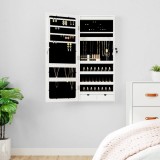 vidaXL Dulap Bijuterii cu Oglindă &amp; LED, Alb, Montare pe Perete/Ușă, 37.5x10x90cm, Lemn Compozit, Blocabil