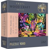 Puzzle din lemn Trefl Wood Craft, 1000 piese, Pisica colorata
