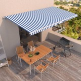 VidaXL Copertină retractabilă automat, albastru și alb, 600x350 cm