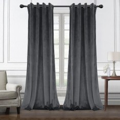 Set doua draperii catifea , gri inchis,