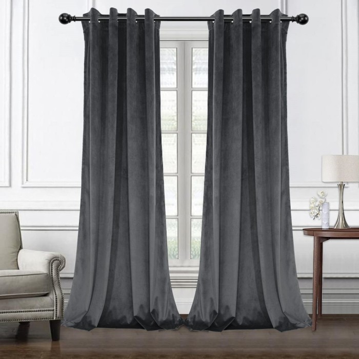 Set doua draperii catifea , gri inchis,