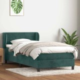 VidaXL Pat box spring cu saltea, verde &icirc;nchis, 80x220 cm, catifea 3317634
