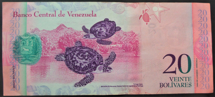 Bancnota 20 BOLIVARES - VENEZUELA, anul 2011 *cod 728