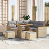VidaXL Set de canapele pentru grădină cu pernă 8 pcs Bej Rattan poli 3363042