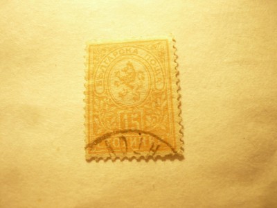 Timbru Bulgaria 1889 -Stema - 15 stotinki stampilat foto