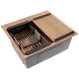 Chiuvetă din oțel cu set de accesorii 3 buc. REA Leo 50 Brush Copper