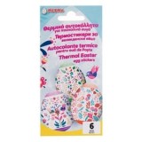 Abtibilduri decorative termice pentru ouă de Paște, set 6 buc, multicolore, model flori, CMCLASS