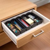 Organizer Sertar CMCLASS, 5 Compartimente, Material Textil, Culoare Antracit, 31.5 x 15 x 7.5 cm
