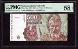 500 lei 1991 , varianta cu eroare APRILID , gradata PMG AUNC 58 Epq. Ft rara