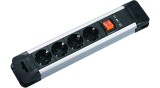 PRELUNGITOR Bachmann, Schuko x 4, conectare prin Schuko (T), cablu 2 m, protectie copii, negru | argintiu, &quot;B330.100R&quot; (timbru verde 0.18 lei)