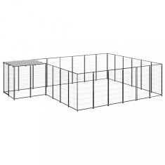 vidaXL Padoc pentru c&acirc;ini, negru, 12,1 m&sup2;, oțel 3082213