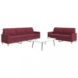 vidaXL Set de canapea, 2 piese, roșu vin, material textil