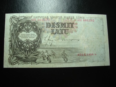 LETONIA 10 LATU 1938 aVF foto