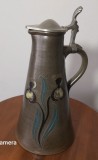 Decantor / carafa pentru vin, decor Art Nouveau, stoneware