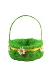 Cosulet de Paste cu imitatie de iarba si margarete, 15 x 7 cm, verde