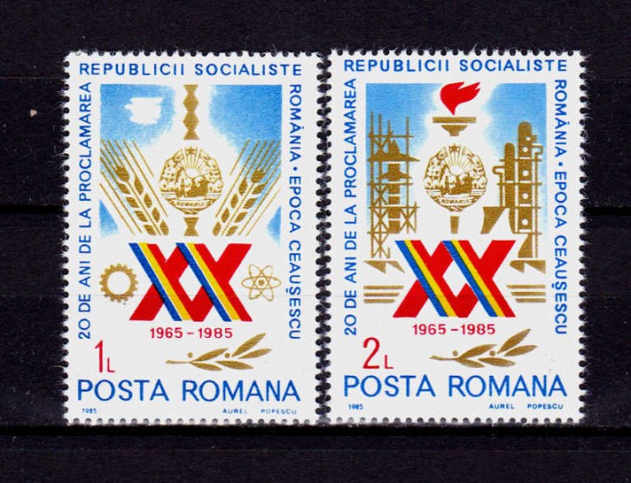 ✅RO 1985 LP 1133 ,&quot;20 ani proclamarea RSR &quot; , serie ,MNH