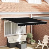 VidaXL Cortina Retractabilă Manual Negru 350x250 cm țesătură