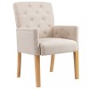 Scaun de bucatarie cu brate, bej, material textil