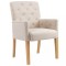 Scaun de bucatarie cu brate, bej, material textil