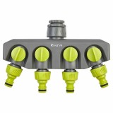 Cumpara ieftin Adaptor Furtun Gradina Verve, 4 Iesiri, Plastic Verde, Conector Robinet Furtun, Accesorii Udare