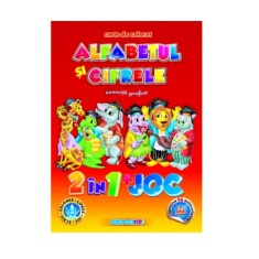 Alfabetul si Cifrele, Carte de Colorat A4 cu Exercitii Grafice 2 in 1 si Joc, 96 de Autocolante foto