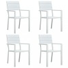 Set 4 Scaune Gradina Gossi, HDPE Aspect Lemn, Alb, Cadru Otel, Rezistent, 62x55.5x88.5 cm