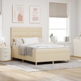 Pat cu saltea și LED Crem 160x200 cm din țesătură