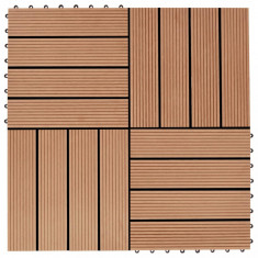 Placi podea, 11 buc., culoare tec, 30 x 30 cm, WPC, 1mp GartenMobel Dekor