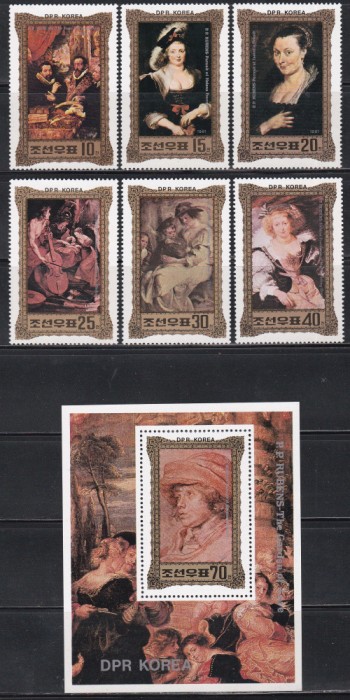 Coreea de Nord 1981 - Picturi de Peter Paul Rubens, Serie + Colita, MNH