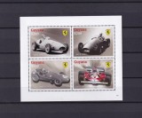 Coliță / Bloc 4 Timbre Guyana - Istoria Scuderia Ferrari, Monoposturi de Legendă F1 - MNH -A99