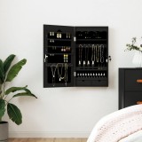 vidaXL Dulap de bijuterii cu oglindă de perete, negru, 37,5x10x67 cm