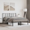 Cadru pat metalic Gossi 135x190 cm, negru, cu tablie. Suport solid, spatiu depozitare sub pat. Ideal dormitor