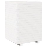 Cumpara ieftin Jardiniera de gradina, alb, 50x50x72,5 cm, lemn masiv de pin