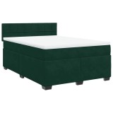 Cumpara ieftin Pat box spring cu saltea, verde inchis, 140x190 cm, catifea