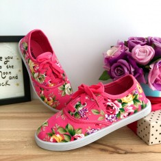Adidasi roz cu floricele / pantofi sport pt fete 30 31 32 33 34 35 cod 0875 foto