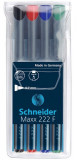 Universal Permanent Marker Schneider Maxx 222 F, Varf 0.7mm, 4 Culori/set - (n, R, A, V)