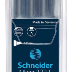 Universal Permanent Marker Schneider Maxx 222 F, Varf 0.7mm, 4 Culori/set - (n, R, A, V)
