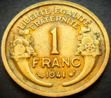 Moneda istorica 1 FRANC - FRANTA, anul 1941 *cod 4862 A = excelenta!