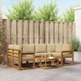 Cumpara ieftin Set de canapele de exterior 7 buc. 6-Locuri Natural si Bej